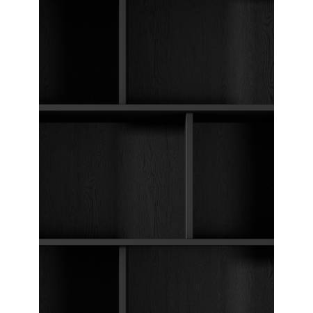 Czarny regał z ryflowanymi frontami zaokrąglone boki LANETT